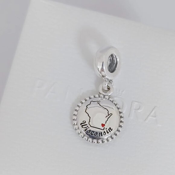 Pandora Wisconsin Map Exclusive Dangle Charm with box - Picture 6 of 6